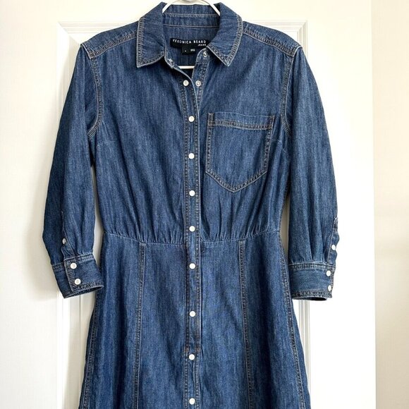 NWT VERONICA BEARD Keston Denim Long Sleeve Mini Dress in Cornflower Size 4